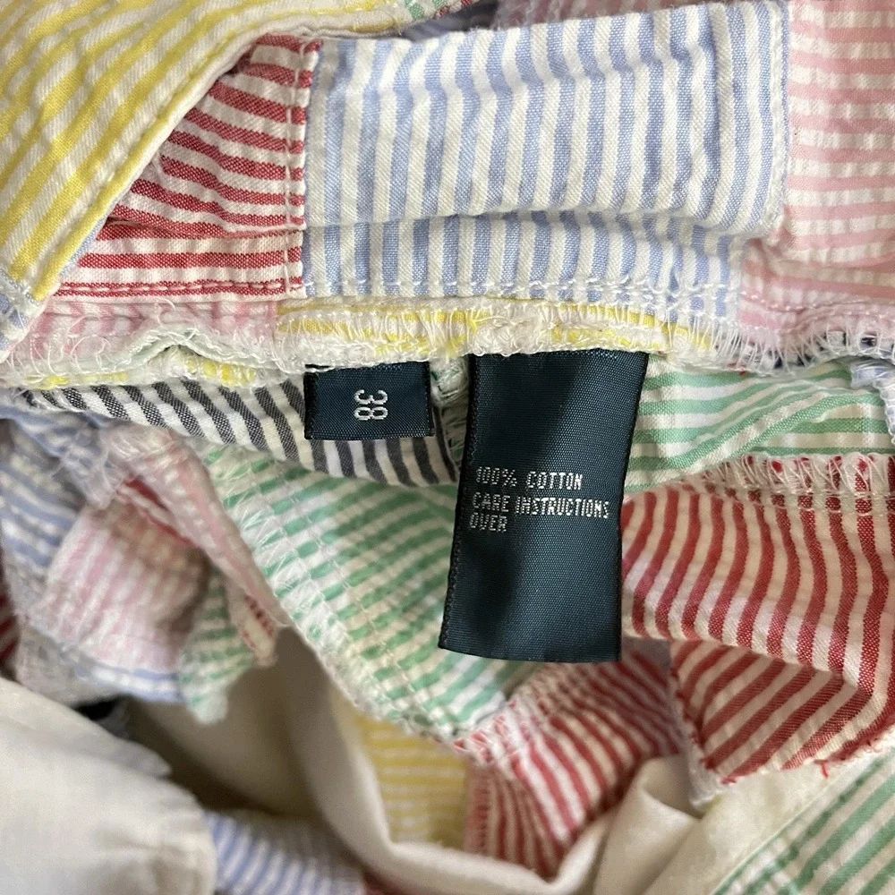Polo Ralph Lauren Prospect Shorts Mens 38 Seersucker Patchwork Preppy Coastal